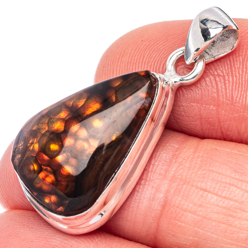 Rare Mexican Fire Agate Pendant 1 1/4" (925 Sterling Silver) P41044