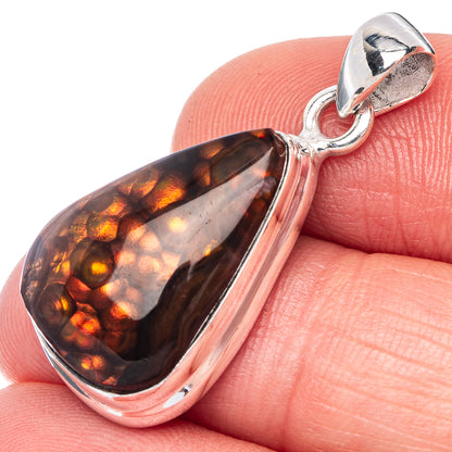 Rare Mexican Fire Agate Pendant 1 1/4" (925 Sterling Silver) P41044
