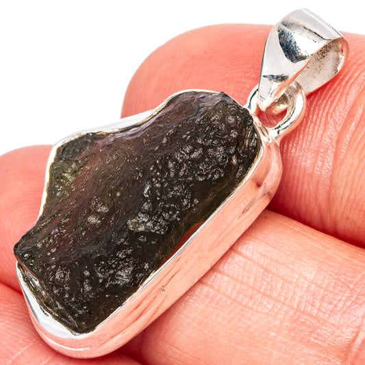 Rare Moldavite Pendant 1 3/8" (925 Sterling Silver) P43374