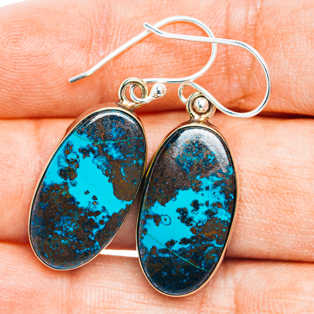 Shattuckite Earrings 1 1/2" (German Silver)
