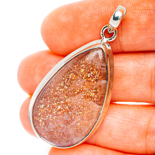 African Sunstone Pendant 1 3/4" (German Silver)