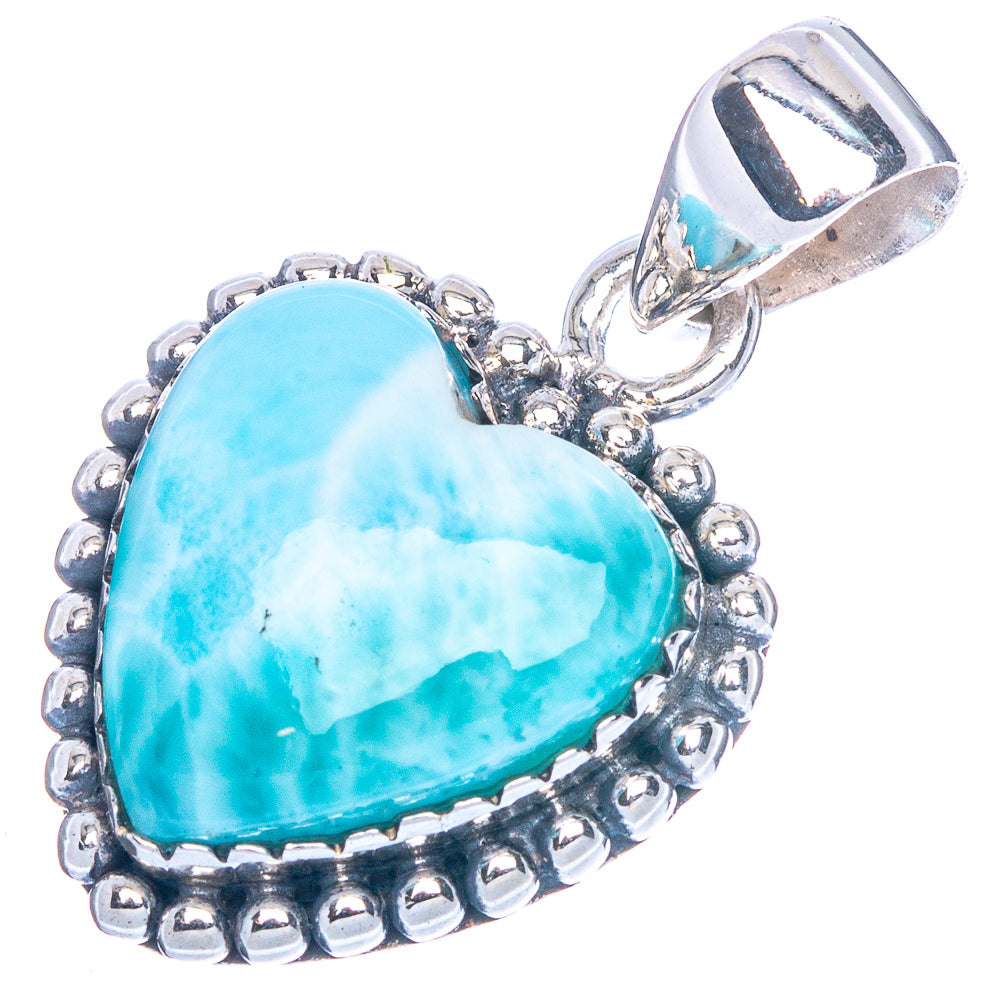 Larimar Heart Pendant 1 1/8" (925 Sterling Silver) P41752