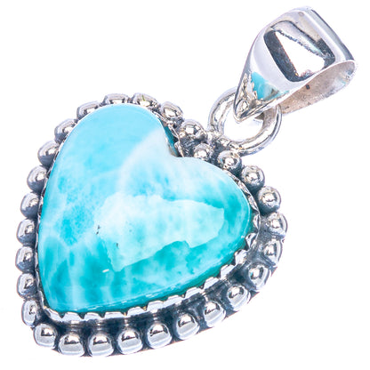 Larimar Heart Pendant 1 1/8" (925 Sterling Silver) P41752