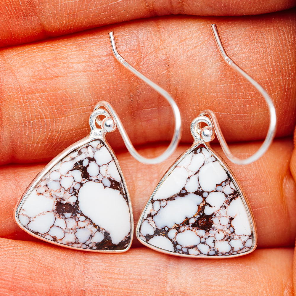 White Horse Jasper Earrings 1 1/4" (.925 Sterling Silver)