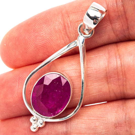 Premium Burmese Glass Filled Ruby Pendant 1 3/4" (.925 Sterling Silver)