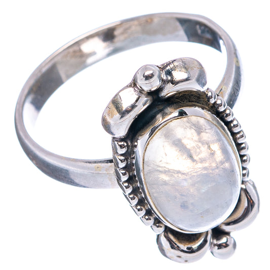 Sterling silver moonstone ring with oval bezel and beaded halo