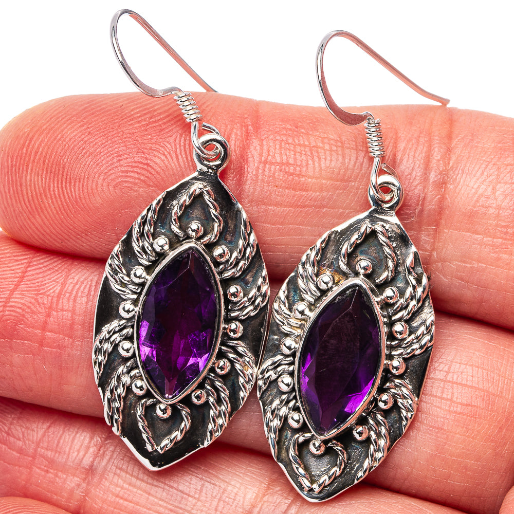 Premium Amethyst Earrings 1 3/4" (.925 Sterling Silver)