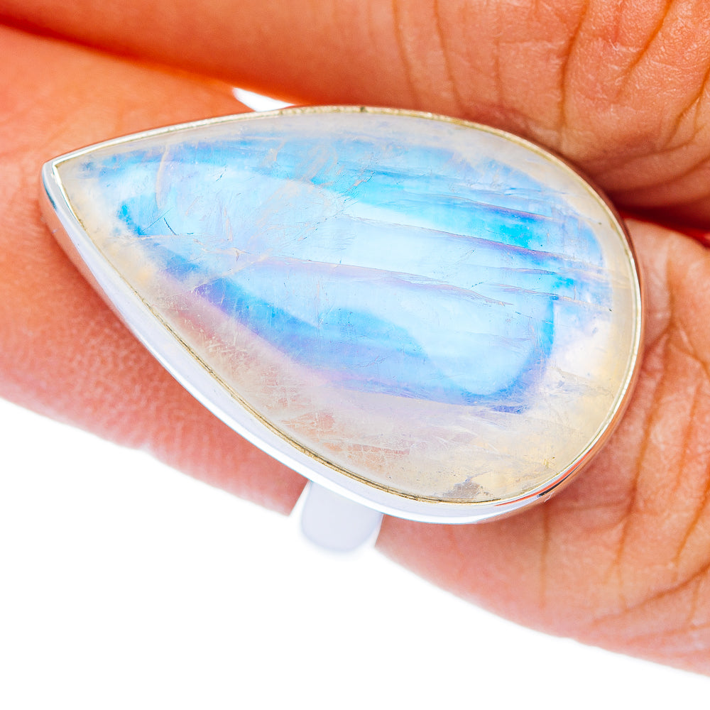 Premium Rainbow Moonstone Ring Size 6 Adjustable (.925 Sterling Silver)