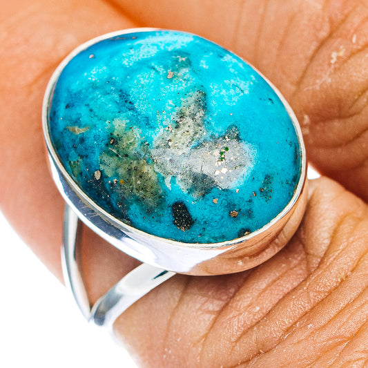 Turquoise cabochon sterling silver ring, size 7 (.925), oval top view
