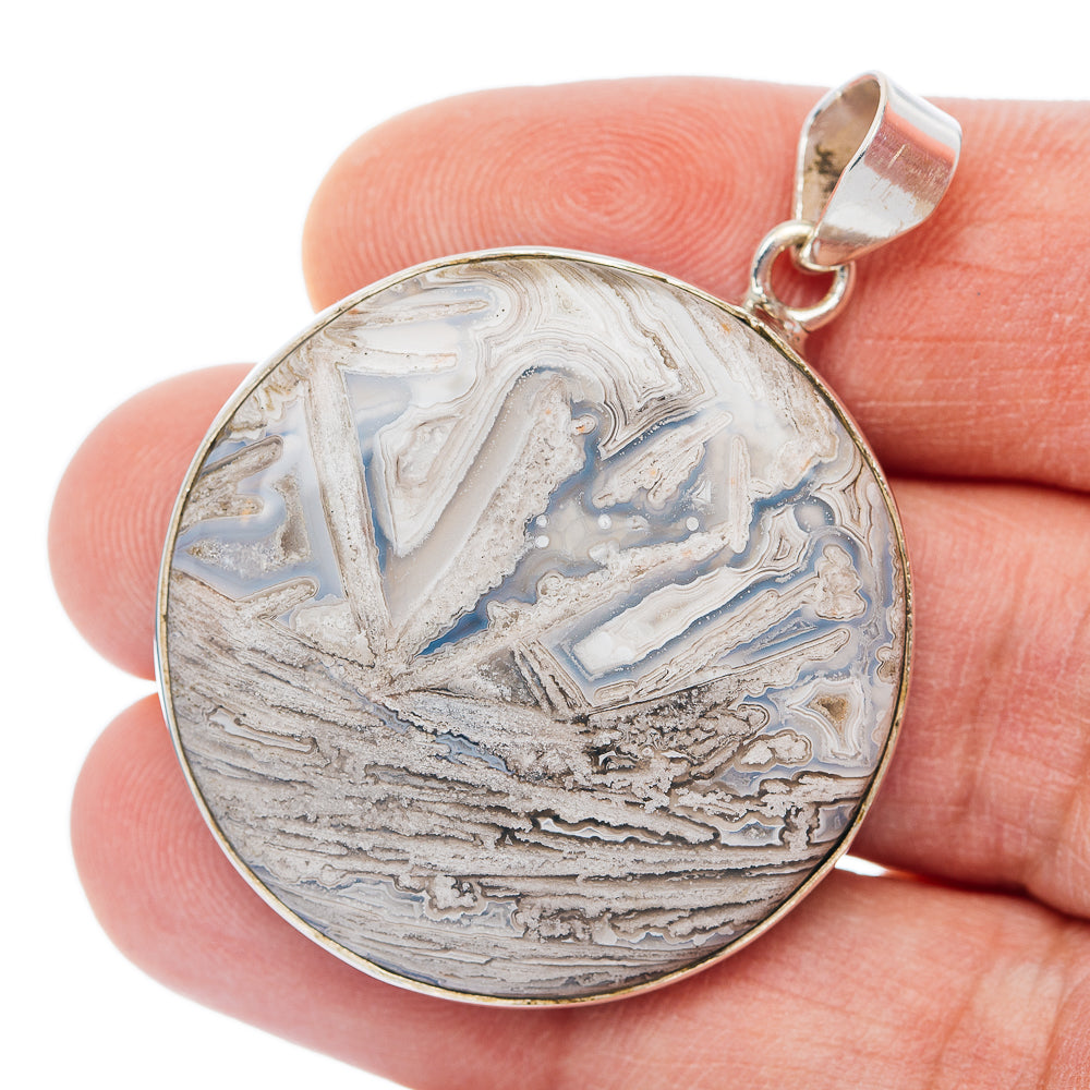 Premium Mexican Lattice Agate Pendant 1 3/4" (.925 Sterling Silver)