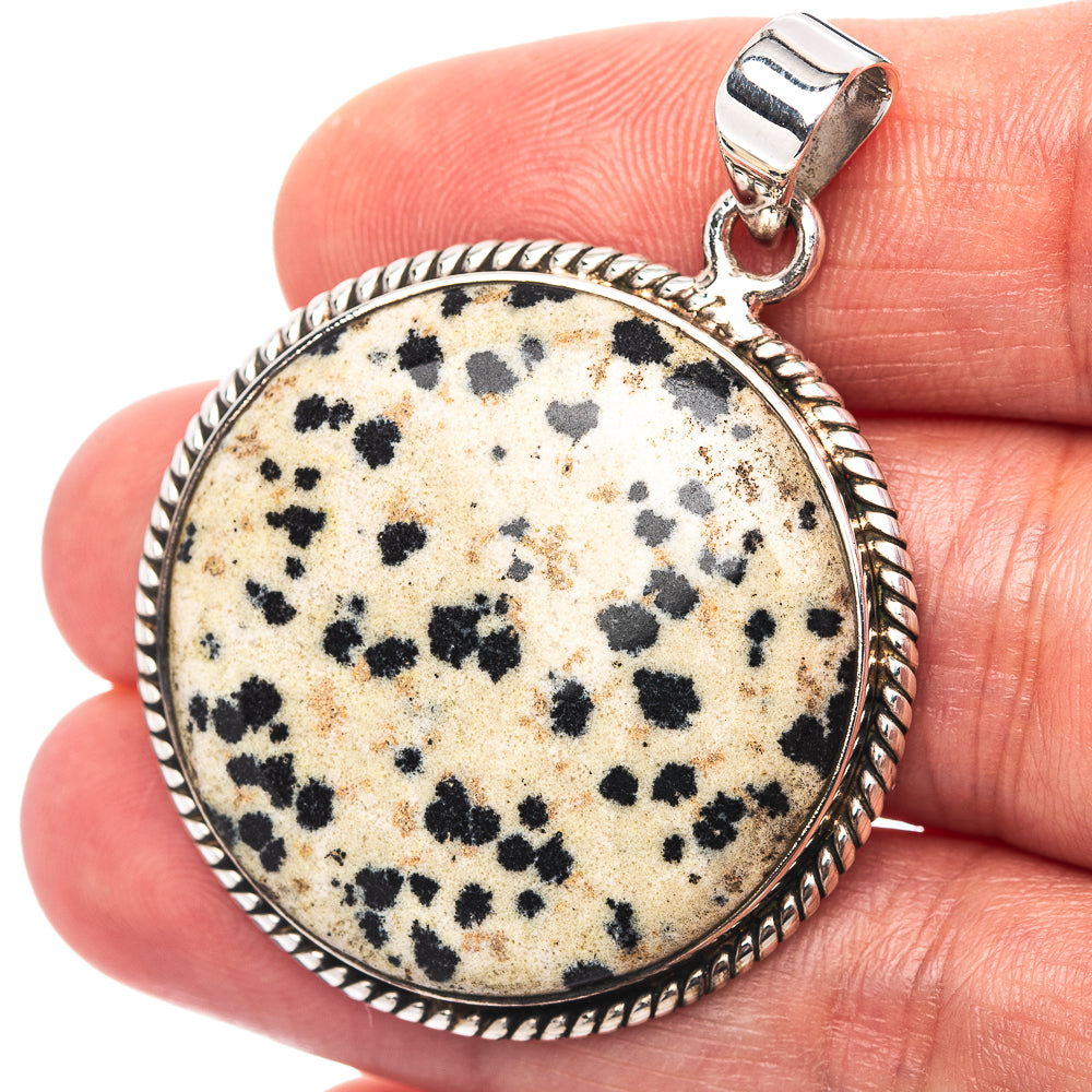Premium Dalmatian Jasper Pendant 1 3/4" (.925 Sterling Silver)