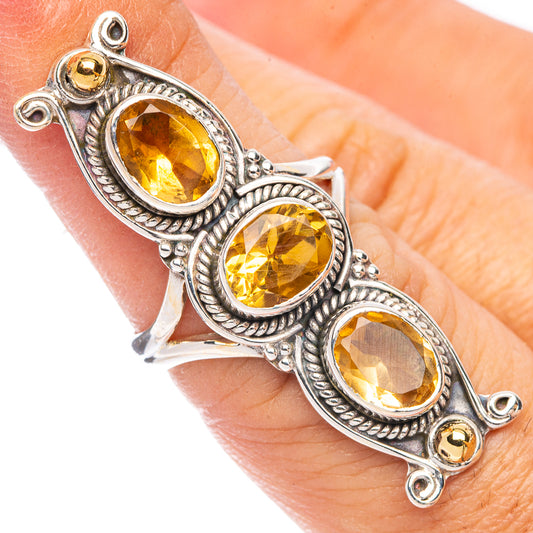 Large Faceted Citrine Heart Ring Size 6 (925 Sterling Silver) R7457