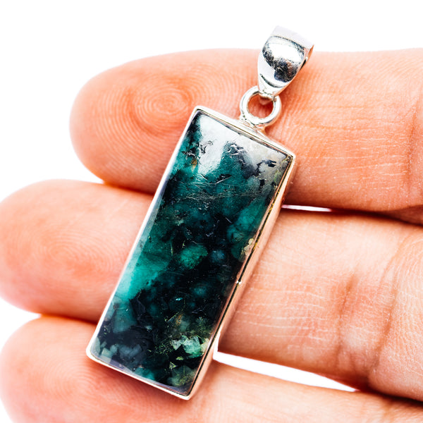 Premium Raw Zambian Emerald Pendant 1 5/8" (.925 Sterling Silver)