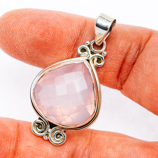 Premium Rose Quartz Pendant 1 5/8" (.925 Sterling Silver)