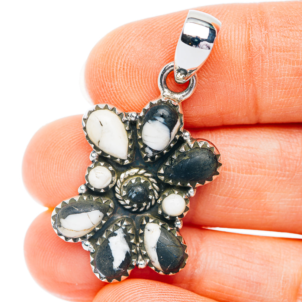 Southwestern Style White Buffalo Turquoise Pendant 1 1/2" (.925 Sterling Silver)