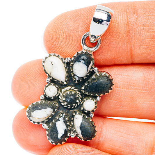 Southwestern Style White Buffalo Turquoise Pendant 1 1/2" (.925 Sterling Silver)