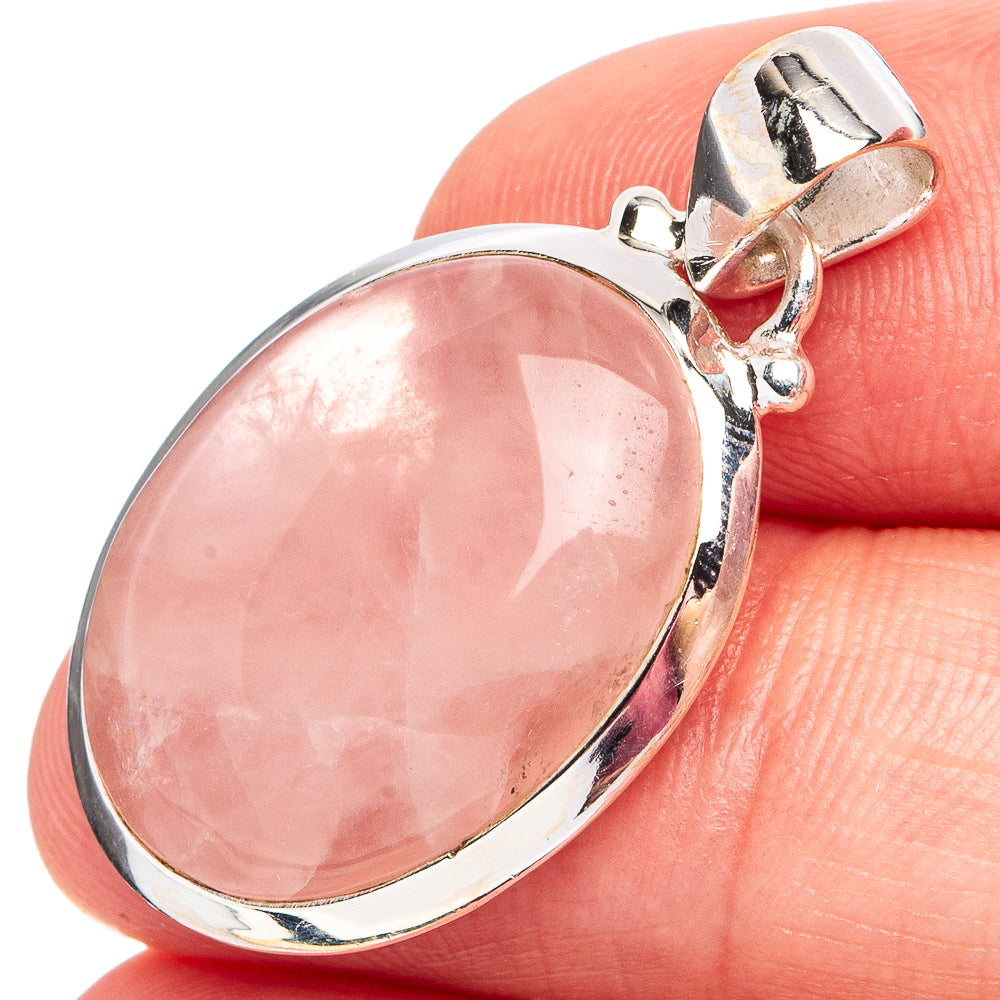 Rose Quartz Pendant 1 1/4" (.925 Sterling Silver)