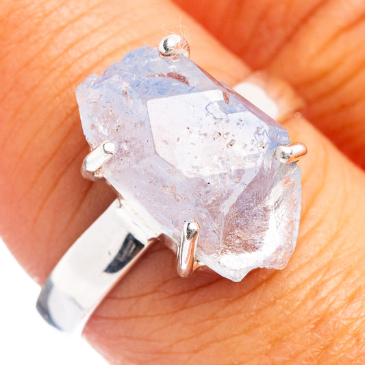 Dumortierite quartz ring in sterling silver with large faceted light blue stone