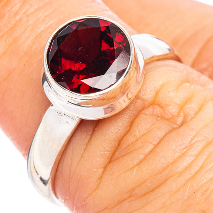 Faceted Garnet Ring Size 6.75 (.925 Sterling Silver)