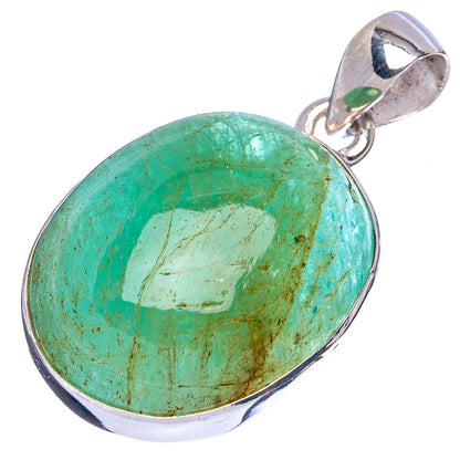 Natural Colombian Emerald Pendant 1 3/8" (925 Sterling Silver) P43365