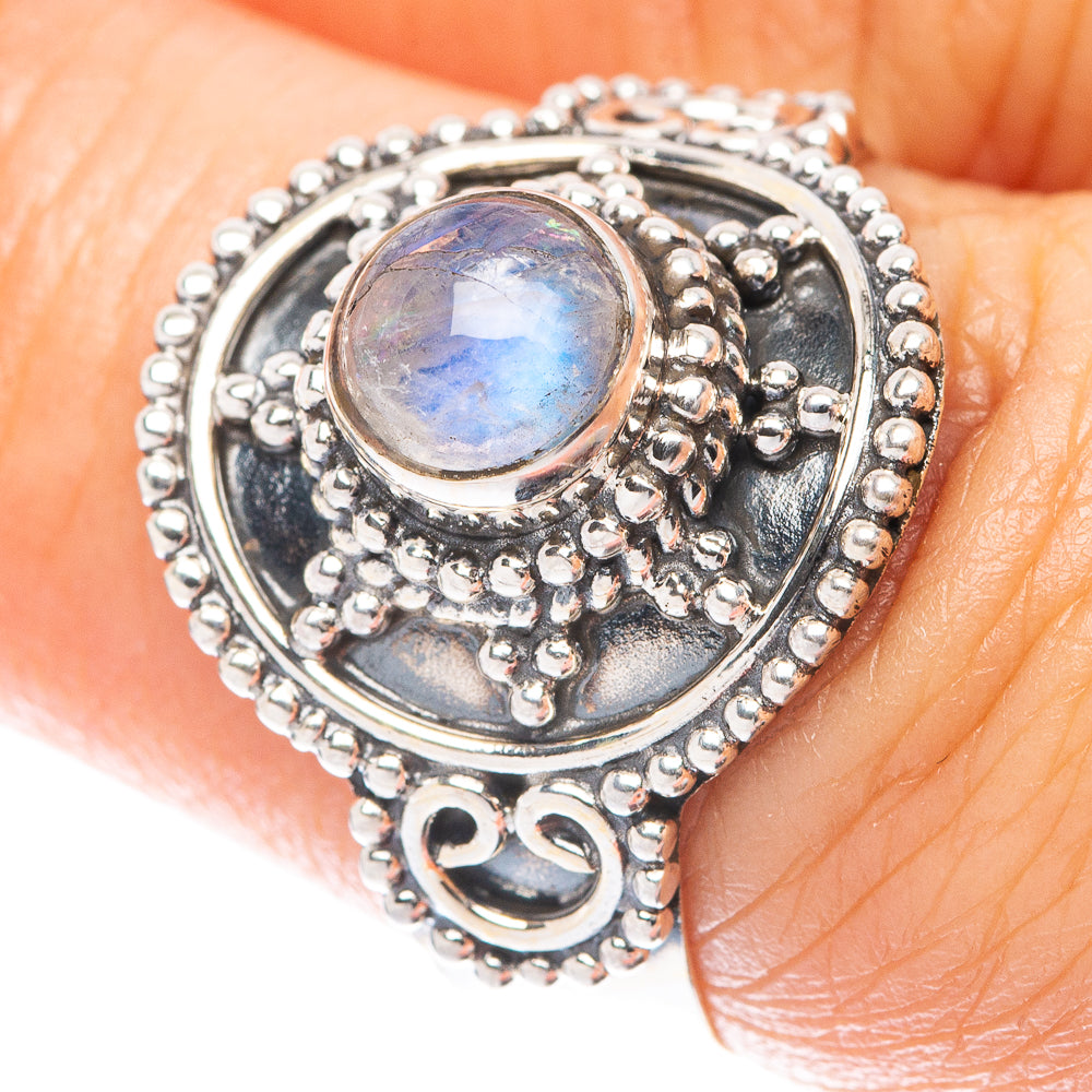 Rainbow Moonstone Ring Size 7 (925 Sterling Silver) R5557