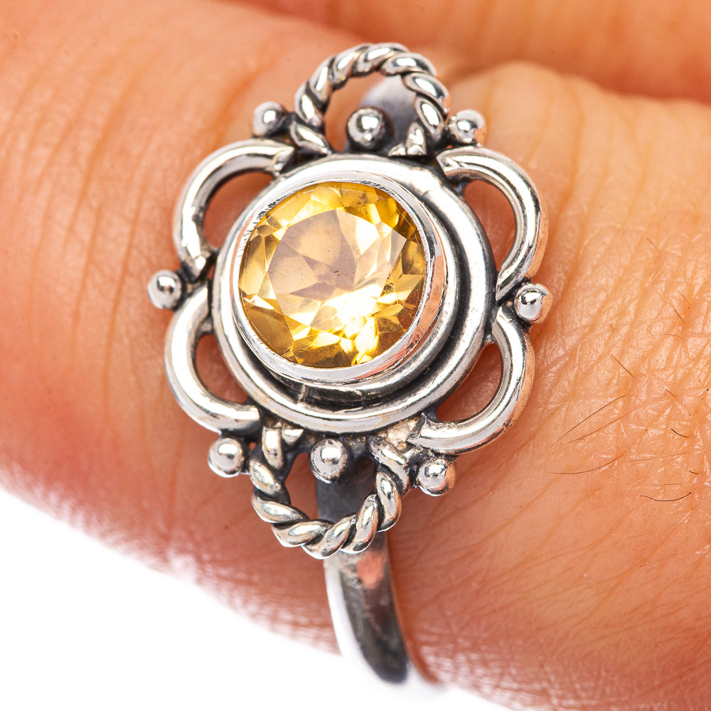 Faceted Citrine Dainty Ring Size 8.5 (925 Sterling Silver) R145256