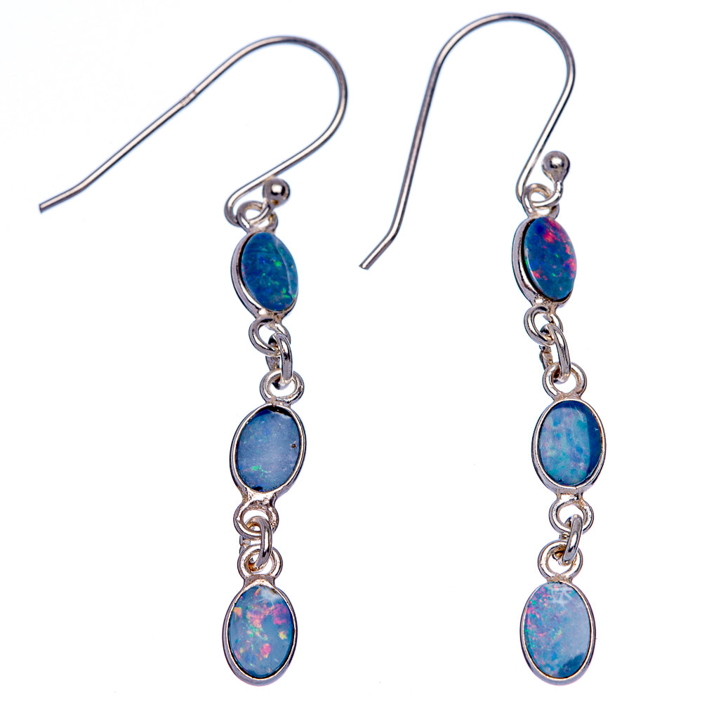 Rare Triplet Opal Earrings 1 7/8" (925 Sterling Silver) E433311
