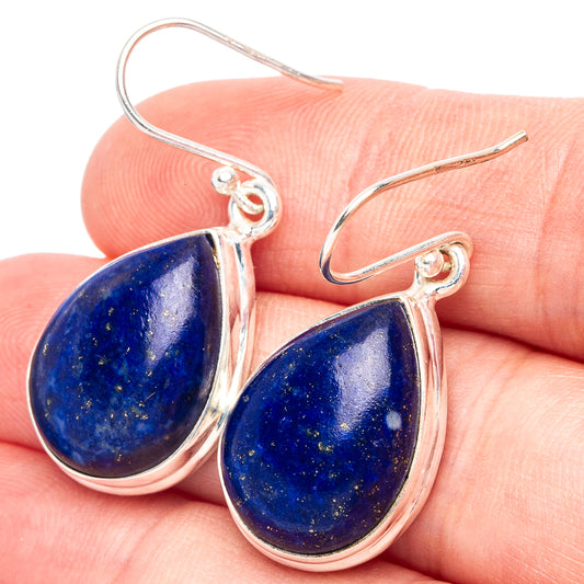 Lapis Lazuli 925 Sterling Silver Earrings 1 3/8" (925 Sterling Silver)