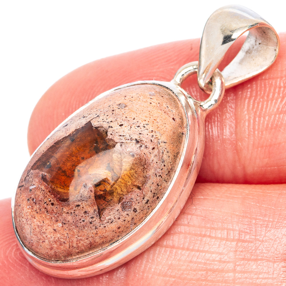 Mexican Fire Opal Pendant 1 1/4" (925 Sterling Silver) P41740
