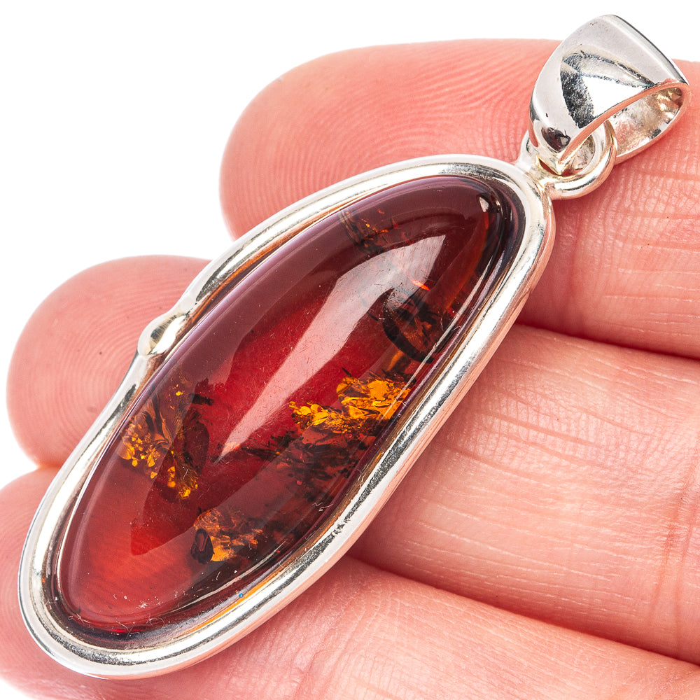 Ana Silver Co Baltic Amber Pendant 1 7/8" (925 Sterlnig Silver)