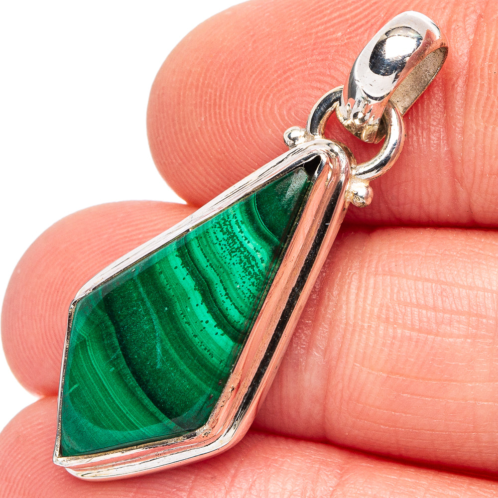 Malachite Pendant 1 3/8" (.925 Sterling Silver)
