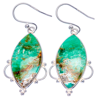 Boulder Chrysoprase Earrings 1 3/4" (925 Sterling Silver) E1754