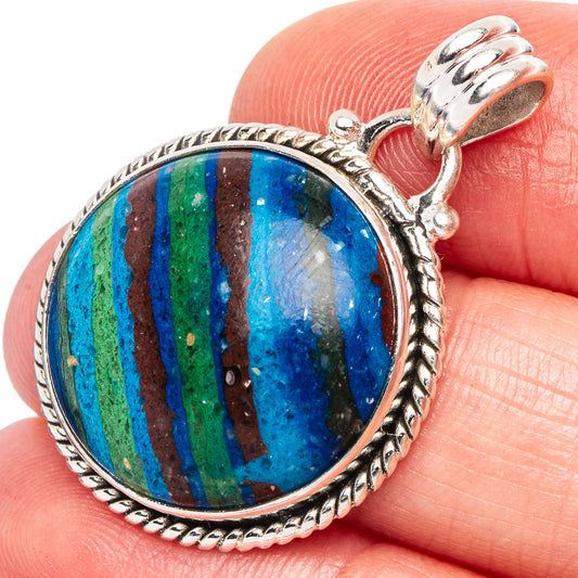 Rainbow Calsilica Pendant 1 3/8" (925 Sterling Silver) P44075