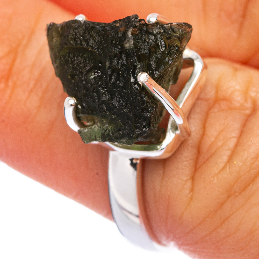 Rare Czech Moldavite Ring Size 6.75 (925 Sterling Silver) R145552
