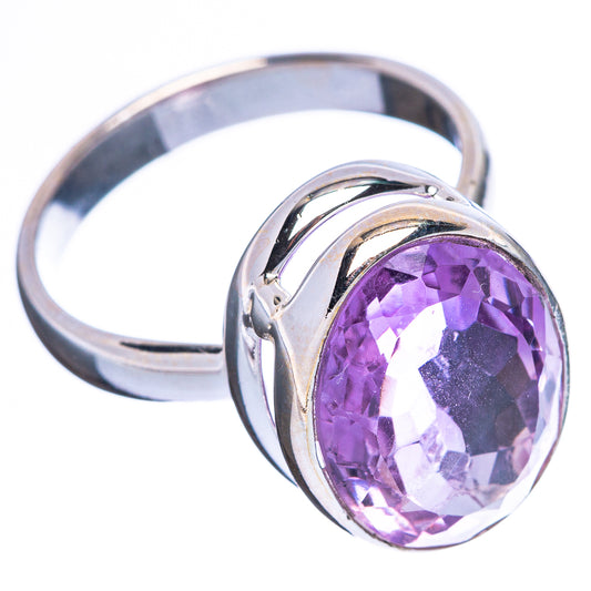 Faceted Amethyst Ring Size 7.25 (925 Sterling Silver) R4482