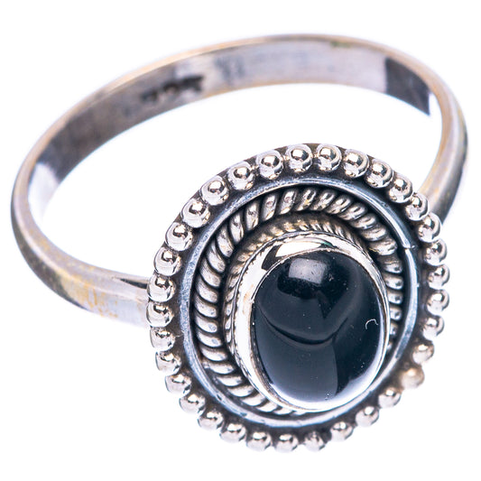 Black Onyx Dainty Ring Size 7 (925 Sterling Silver) R5977