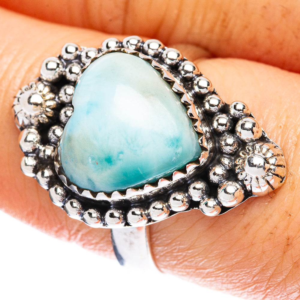 Larimar Heart Ring Size 8.25 (925 Sterling Silver) R2316