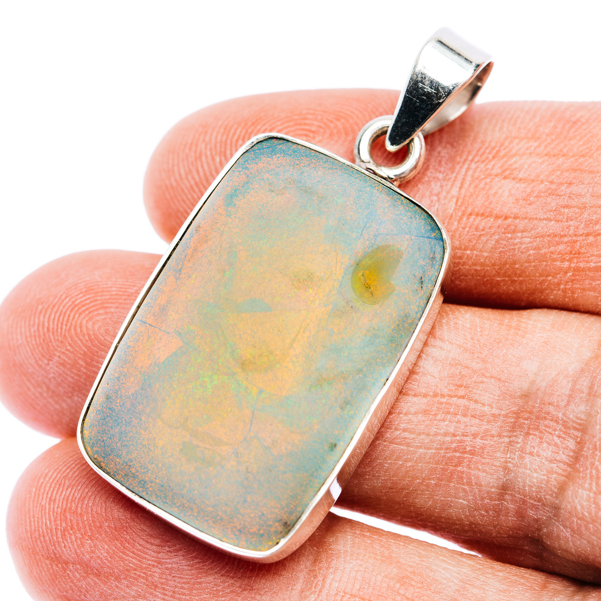 Monarch Opal Pendant 1 5/8" (.925 Sterling Silver)