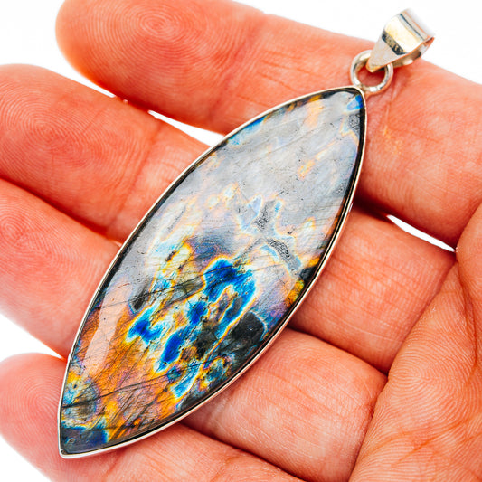 Premium Spectrolite Pendant 2 3/4" (.925 Sterling Silver)