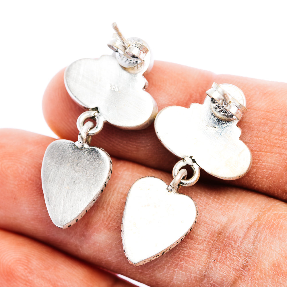 Exclusive Southwestern Style Cotton Candy Turquoise Heart Earring 1 1/4" (.925 Sterling Silver)
