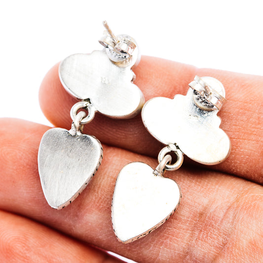 Exclusive Southwestern Style Cotton Candy Turquoise Heart Earring 1 1/4" (.925 Sterling Silver)