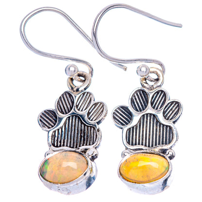 Rare Ethiopian Opal Paw Earrings 1 1/4" (925 Sterling Silver) E1390