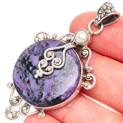 Stichtite, Cultured Pearl Pendant 2 1/4" (925 Sterling Silver) P40039