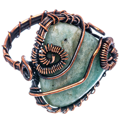 Amazonite Wire Wrap Ring Size 9 (Oxidized Copper)