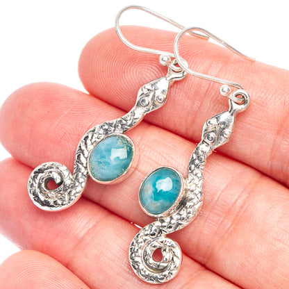 Larimar Earrings 1 3/4" (925 Sterling Silver) E433227