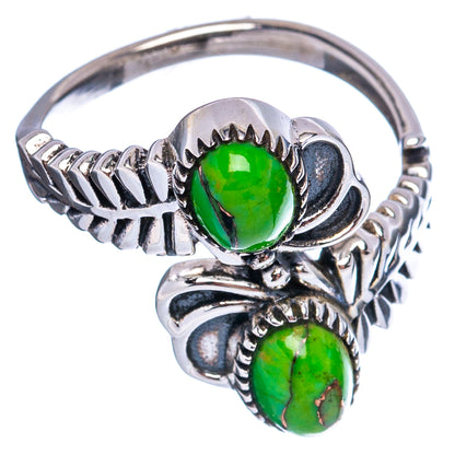 Green Copper Turquoise Ring Size 7 Adjustable (.925 Sterling Silver)