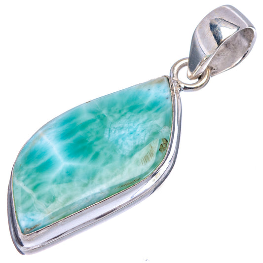 Larimar teardrop pendant in .925 sterling silver with polished bezel and bail