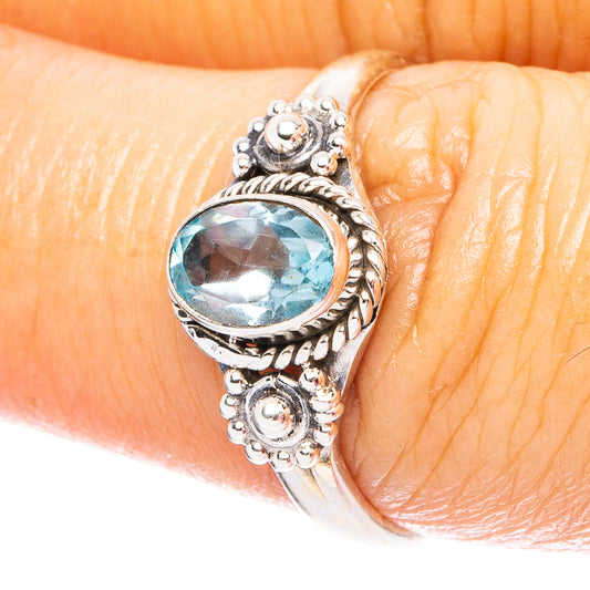 Blue Topaz 925 Sterling Silver Ring Size 7.75 (925 Sterling Silver) R6238