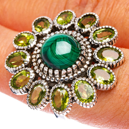 Large Malachite, Peridot Ring Size 7 (925 Sterling Silver) R146241