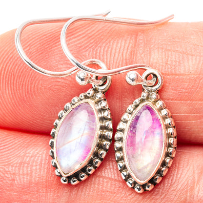 Pink Moonstone Earrings 1 1/8" (.925 Sterling Silver)